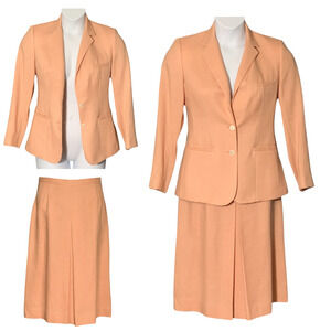 Vintage 70s Evan Picone Suit Size 10 Orange Midi Length Skirt Fully Lined Blazer